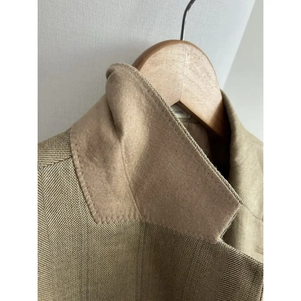 Lauren Ralph Beige Lauren Silk Wool Blazer  Size 44S Preppy Old Money